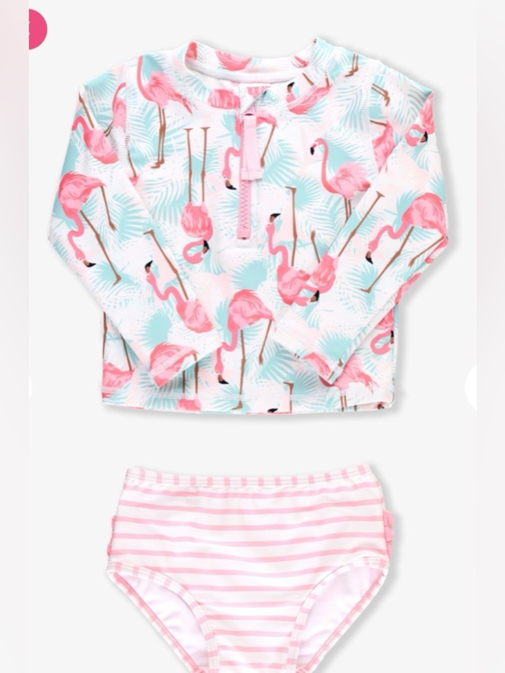 Ruffle Butts Flamingo Rash Guard Swim Set - Picture 2 of 6